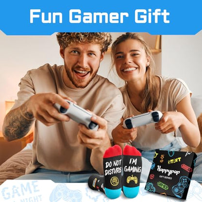Gamer Gifts for Men - Gaming Stocking Stuffers for Teen Boys, Video Game Socks for Adults with Keychain