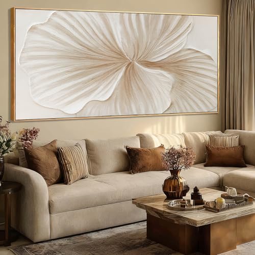WINKAILIN White and Gold Wall Art Abstract Flower Painting Modern 32x70 Extra Large Canvas Artwork Minimalist Wall Decor for Bedroom Living Room Office Home - color: White and Gold, size: 70"L x 32"W