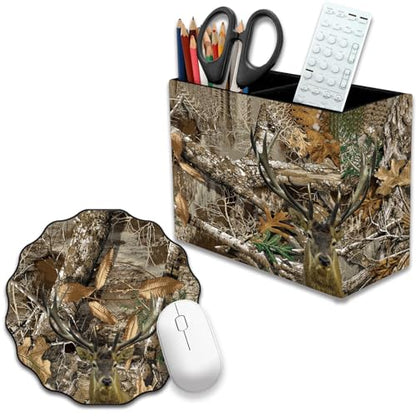 Pen Holder and Anti-Slip Mouse Pad Combination, Makeup Brush Storage Box, Tableware Storage Box, Suitable for Office and Home - Camouflage Giraffe - color: Camouflage Giraffe