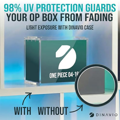 Dinavio Crafthouse One Piece Booster Box Acrylic Display Case Stackable - UV Protection with N52 Strong Magnets - Clear TCG Protector - Compatible with English One Piece OP-04 to OP-16 Booster Box - size: Fits English OP-04 to OP-14