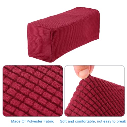 uxcell 2pcs Stretch Armrest Covers for Chairs/Sofas, Couch Arm Covers with Twist Pin, Furniture Protector Slipcovers Wine Red - color: Wine Red