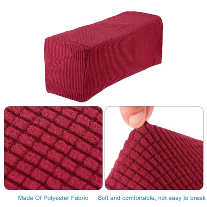 uxcell 2pcs Stretch Armrest Covers for Chairs/Sofas, Couch Arm Covers with Twist Pin, Furniture Protector Slipcovers Wine Red - color: Wine Red