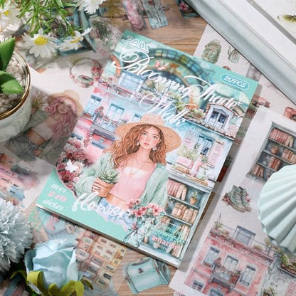 Scrapbooking Stickers 20 Sheets Pre-Cut 200 washi Stickers PET People Sticker Books for journaling Scrapbook Supplies Transparent Journal Sticker - color: Cyan