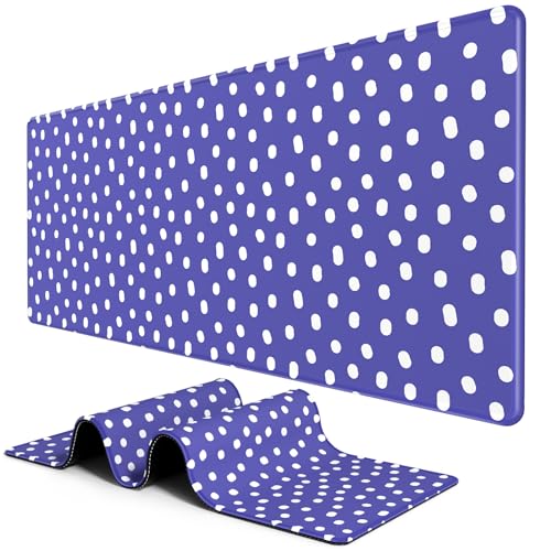 BOSOBO Large Desk Mat, XXL Extended Gaming Mat, Office & Home, Long Keyboard Mat, Huge Desktop Full Cover 31.5 x 11.8 Inches, Minimalist Purple Polka Dots - color: Minimalist Purple Polka Dots, size: XL - 31.5 x 11.8 Inches