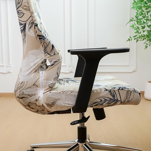 Ergonomic Office Chair Covers Set with Headrest Cover Floral 2 Pieces Stretch Desk Computer Office Chair and Headrest Slipcovers Washable - color: Elegent Flowers, size: Chair and Headrest Covers