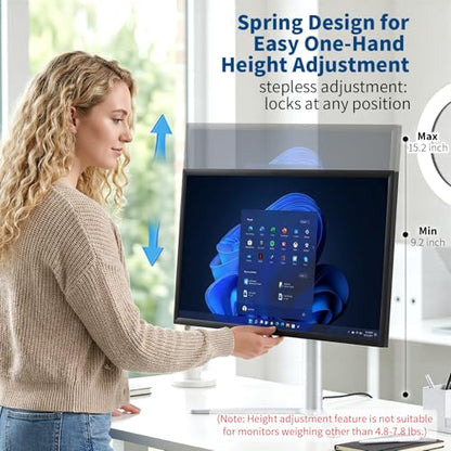 Aluminum Monitor Stand with Spring-Adjustable Height, Vesa Mount with Full Tilt, Swivel & Rotation, Only for 4.8-7.8LB Monitor Weight Range - size: Only for 4.8-7.8LB Monitor