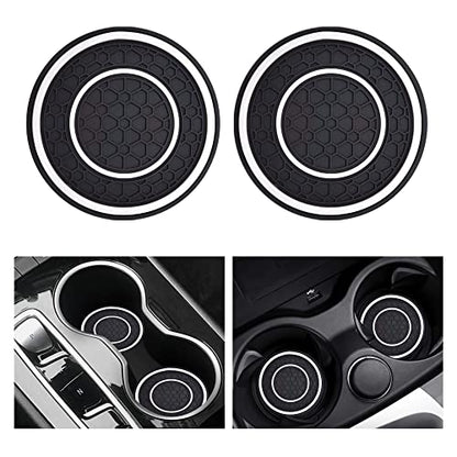 2 PCS Car Cup Holder Coaster,Car Coasters Cup Mats,2.75 Inch Universal Car Cup Coasters,Non-Slip Anti Dust Mats Cup Holder Insert Coaster, Suitable for Most Car Interior(White) - color: White