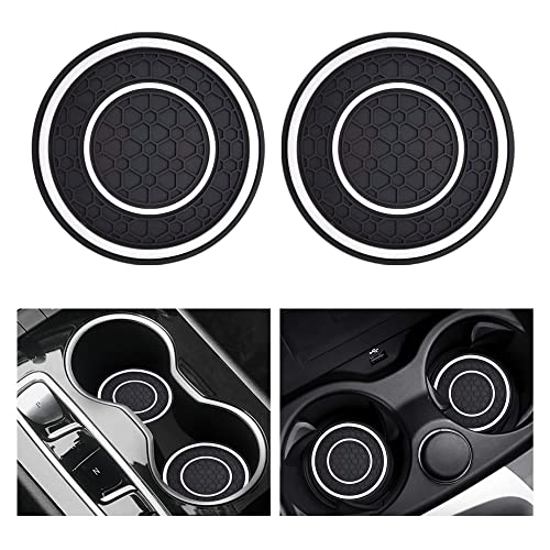 2 PCS Car Cup Holder Coaster,Car Coasters Cup Mats,2.75 Inch Universal Car Cup Coasters,Non-Slip Anti Dust Mats Cup Holder Insert Coaster, Suitable for Most Car Interior(White) - color: White