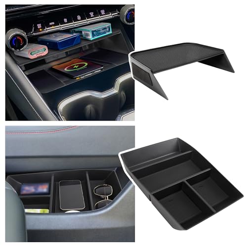 Center Console Organizer Compatible with 2024-2026 Chevy Traverse Interior Accessories, Divider Compartment Tray and Center Console Bottom Storage Box; Not fit for 2024 Chevy Traverse Limited - size: Center Console Bottom Tray (2PC)