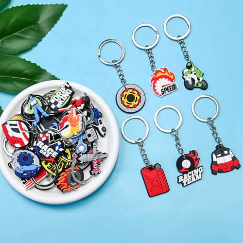 Keychains Bulk,Funny Key Chain for Prizes Incentives Holiday Gifts Birthday Party Favors - color: 30pcs Racing Car Keychains