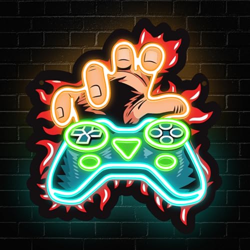 Gamer Neon Sign, Gaming Led Neon Light Signs for Gamer Boy Room Wall Decor Game LED Light up Sign for Bedroom Party Decorations Birthday Gift for Teen Boys Christmas Dimmable USB Powered(13.8"*12.6") - style: GAME
