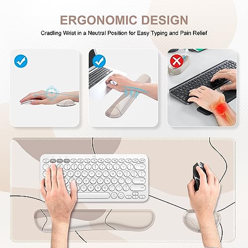 iCasso Extra Large Mouse Pad with Wrist Rest, 3in1 Big Full Desk Mousepad + Keyboard Wrist Rest+Mouse Wrist Rest, Easy Typing Pain Relief, Ergonomic XXL Ultra Thick Long Desk Mat (Brown Art) - color: Brown Art