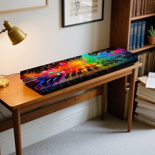 Nuxovilar Stretchy 88 Keys Keyboard Piano Dust Cover, Dust - Proof Elastic Milk Silk with Neon - Lit Keyboard Keys Pattern for Digital Electronic Keyboards - color: hd04644-B