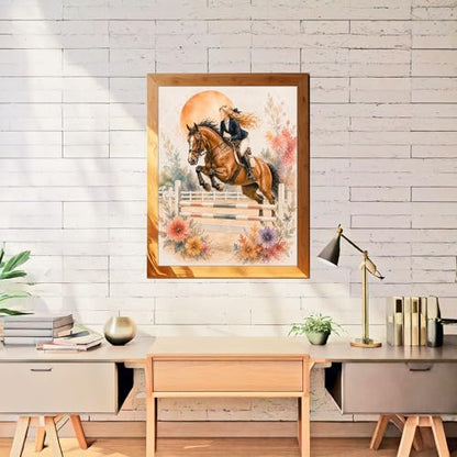 Inspirational Watercolor Jumping Horse Equestrian Quote Art Print for Girl's Bedroom Empowerment, Riding School Locker Team Gym Study Desk Wall Art, Sibling Grandparent Young Jumper Rider Team Captain Coach Parent Birthday Graduation Gifts - 8x10 Unframed