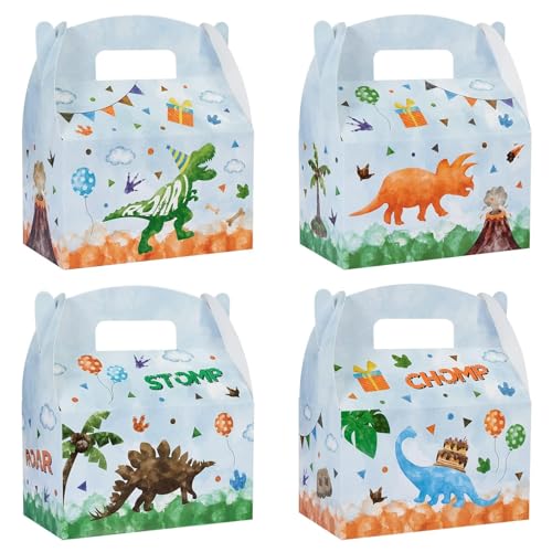 WERNNSAI 12 Pcs Dinosaur Party Favor Boxes Candy Gift Box for Kids Boys | Watercolor Dinosaur Theme, 4 Assorted Styles, Vibrant Printing Quality, Sturdy and Easy to Assemble - color: Dinosaur C