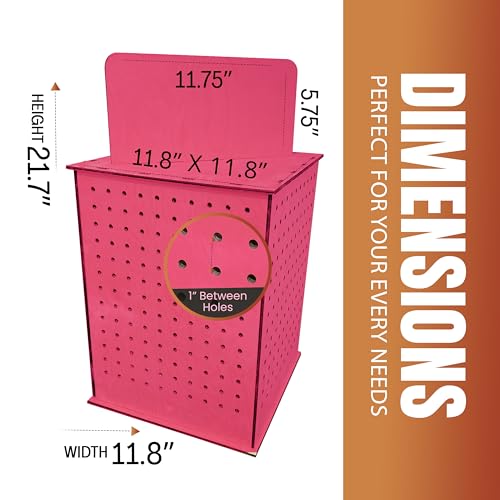 TORCHED DISPLAYS Rotating Display Stand | 22.5 x 16.76-inch | Rotating Organizer Wood Pegboard | Pegboard Display Stand for Craft Shows, Vendor Events, Jewelry, Accessories | Pink - style: Pink