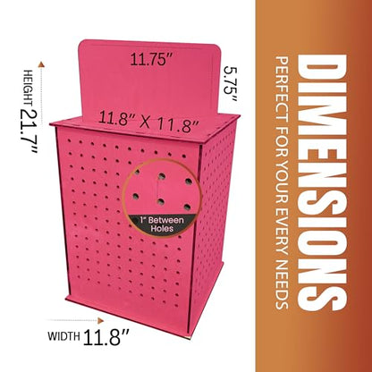 TORCHED DISPLAYS Rotating Display Stand | 22.5 x 16.76-inch | Rotating Organizer Wood Pegboard | Pegboard Display Stand for Craft Shows, Vendor Events, Jewelry, Accessories | Pink - style: Pink