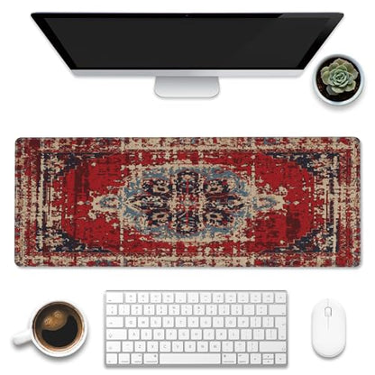 Desk Mat,Boho Carpet Style Large Gaming Mouse Pad XL,Boho Rug Desk Pad,Extended Big Computer Keyboard Mouse Pad with Non-Slip Base and Stitched Edges 31.5"x11.8" - color: Boho Carpet Style-2, size: XL-31.5"x11.8"