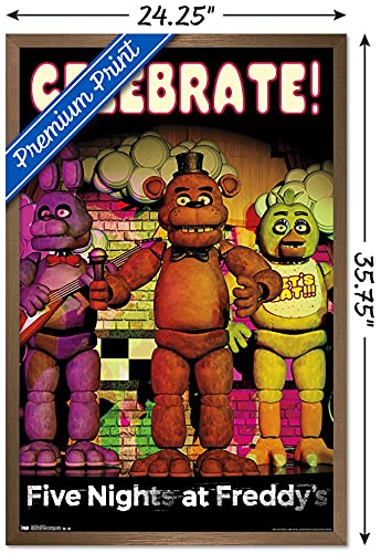 Trends International Five Nights at Freddy's - Celebrate Wall Poster, 22.375" x 34", Bronze Framed Version - color: Bronze Framed Version, size: 34"L x 22.4"W