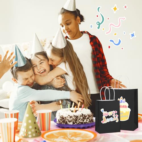 BagDream Black Gift Bags with Handles Bulk 10x5x13 Large Black Kraft Paper Bags Recyclable for Shopping, Merchandise, Retail, Grocery Gift Sacks - color: Dark Black