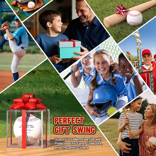Acrylic Baseball Display Case, Clear Memorabilia Showcase for Display, Baseball Holders for Balls, Clear Display Cube Baseball Memorabilia Showcase Autographed Ball Protector - size: 3.15 x 3.15 x 3.15 inches