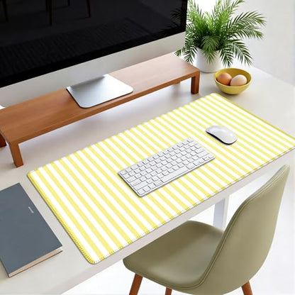 Yellow Striped Desk Mat Cute Pastel XXL Large Gaming Mouse Pad Desk Pad Kawaii Aesthetic Home Office Decor Cozy Keyboard Laptop Computer Mat - color: A2- Yellow