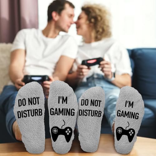 Gamers Gifts for Men, Boys - Gifts for Gamers - Gaming Socks, Stocking Stuffers for Men, Boyfriend, Son Gaming Novelty Socks - color: Grey