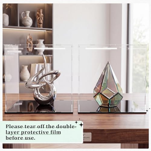 Yungyan 1 Pack Clear Self-Assembly Acrylic Display Case Transparent Dust Proof Protection Showcase for Figurine Collectibles Basketball Soccer Football Helmet (14 x 14 x 14 Inch) - size: 14 x 14 x 14 Inch