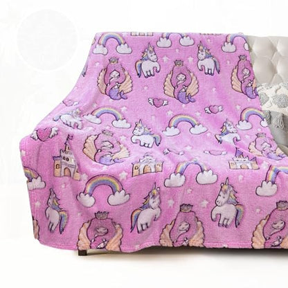 COMFAR Mermaid Blanket for Girls 4-6, Mermaid Gifts, Kids Blanket, 40"x 50", Pink, Glow in the Dark - color: Mermaid, size: 40"x 50"