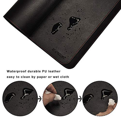 ZORESYN 4XL Oversized Large Mouse Pads (55" x 24") - PU Leather Extended Large Gaming Mousepad Desk Mat - Nonslip Base and Waterproof Desktop Keyboard Extended Mouse Mat (Black, 4XL - Oversized) - color: Black, size: 55L x 24W inches