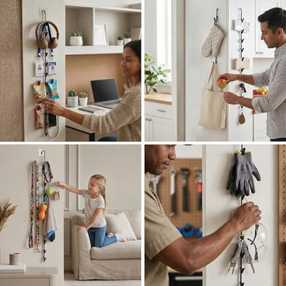 LOLA Clip Strip @ Home Metal Hanging Organizer with 12 Hooks for Pantry, Kitchen, Garage – Holds Snacks, Tools, Keys – Easy to Install, 1 Pack - color: Matt Black