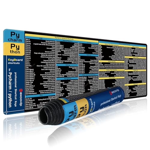 excovip Shortcut Mouse Pad for Pycharm+Python,31.4x11.7x0.07 inch Extended Large Cheat Sheet Mousepad PC Office Spreadsheet Keyboard Shortcut Mouse Mat with Non-Slip Stitched Edge 0359 - color: For Pycharm