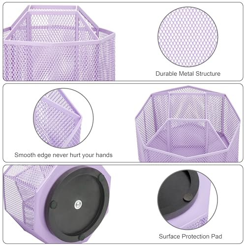 Exerz Desk Organiser/Mesh Desk Tidy Candy/Pen Holder/Multifunctional Organiser 360 Rotating - color: Light Purple