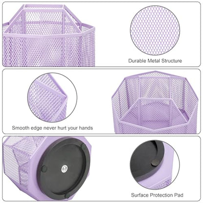 Exerz Desk Organiser/Mesh Desk Tidy Candy/Pen Holder/Multifunctional Organiser 360 Rotating - color: Light Purple
