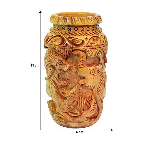 Craft Trade Hand Carved Wood Pen Holder for Desk Organizer for Home School Office Supplies Pencil Cup Pot Storage Box Suitable for Stationery - Camel - color: Camel Brown