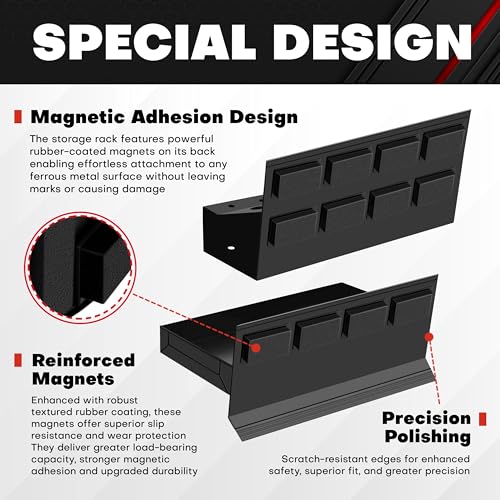 C&T 4-Piece Magnetic Toolbox Shelf, Tray and Holder Set, Magnetic Toolbox Tray Set, Tool Box for Cabinet Side Shelf Storage Van Workshop, Tool Organization and Storage