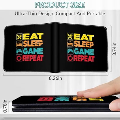 EXXBYELI Boys Wallet Gamepad Leather Wallets Credit Id Card Cash Holder Black Rfid Blocking Zipper Cute Cool Funny Aesthetic Wallets With Coin Pocket Id Window Teen Wallets for Boys Teenager Wallet - color: games-text-1