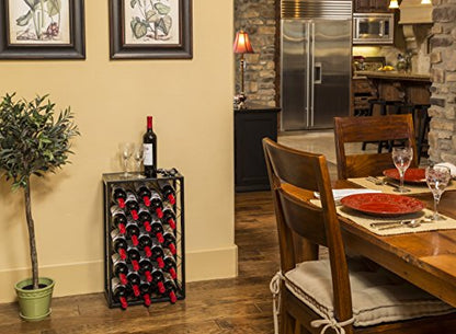 Mango Steam 23 Bottle Black Wine Rack with Glass Top Shelf, Free Standing for Home, Kitchen and Bar - color: Black, size: 23 Bottle