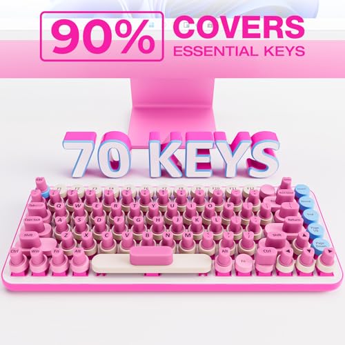 70PCS Universal Long Nails Keyboard Stickers, Self-Adhesive Raised Keyboard Bubbles, Keyboards Cap for Long Acrylic Nail, Silicone Heart Shaped Keyboards Cover for Women Girl Present - Hot Pink - color: 70PCS - Rose Red