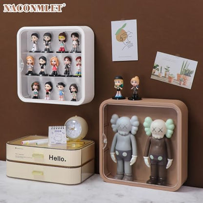 Clear Display Case for Figure with Led Light,3-Layer Wall-Mounted Storage Box with Door,Dust and Moisture Proof,Suitable for Pop Mart,Lego Collectibles Mini Figures Toys