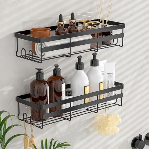 WOWBOX Shower Caddies 2 Pack - Adhesive Hanging Shower Shelf - Bathroom Organizers and Storage, No Drilling Stainless Shower Shelves for Home Decor, Bathroom Accessories - size: Large