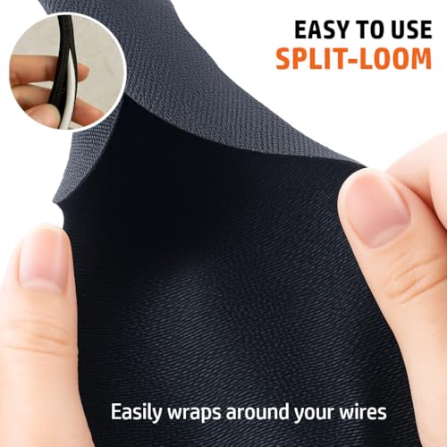 MGI SpeedWare Woven Mesh Split-Sleeve Wire Loom for High-Temperature Automotive Harness and Home Cable Management - 25 feet (1.25") - size: 1.25"
