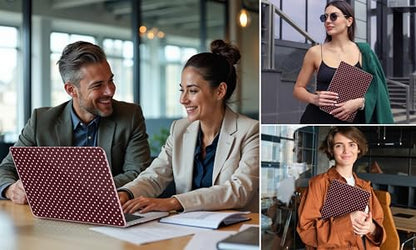 DONGKE Case for MacBook Pro 14 Inch (2026-2021 Release, M5 M4 M3 M2 M1 Pro/Max Chip), Plastic Slim Hard Shell Protective Cover with Keyboard Cover & Screen Protector, Burgundy Polka Dots - color: Burgundy Polka Dots