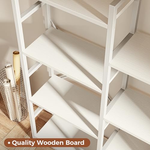 SUPERJARE Triple Bookshelf, Bookcase with 17 Open Display Shelves, Wide Book Shelf Book Case for Home & Office, 6 Tier, White - color: White, size: 6 Tier