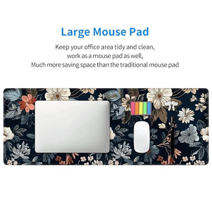 Dark Flower Large Mouse Pad,Gaming Keyboard Desk Pad,Extended Mouse Mat Non-Slip Rubber Base with Stitched Edges for Office Game Home XL 31.5"x11.8" - color: Dark Flower, size: 31.5L x 11.8W inches