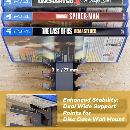 Funturbo Video Game Storage Wall Mount Game Case Holder, Metal Wall Mounted Media Storage Shelves for PS, Xbox, Switch Game Organizer (4-Pack) - size: 4-Pack
