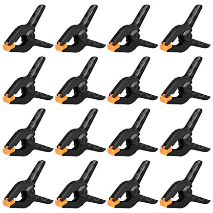 16 Pack Small Spring Clamps, 3.5 Inch Heavy Duty Clamps Plastic Clips | Backdrop Clips for Balloon Arch Backdrop, Craft, Woodworking, Photography, Durable Nylon Plastic Firmly Performance