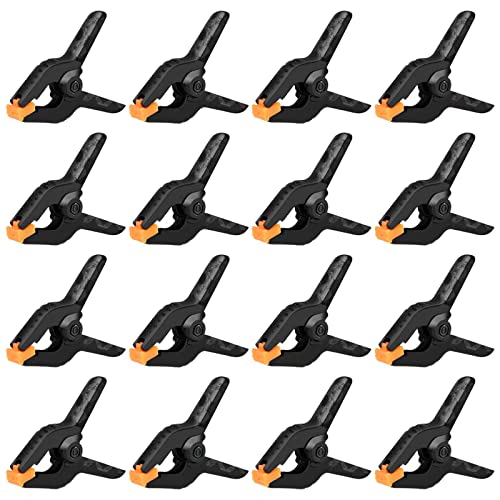 16 Pack Small Spring Clamps, 3.5 Inch Heavy Duty Clamps Plastic Clips | Backdrop Clips for Balloon Arch Backdrop, Craft, Woodworking, Photography, Durable Nylon Plastic Firmly Performance