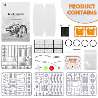 STEM 13-in-1 Education Solar Power Robots Toys for Boys Age 8+, Educational Toy DIY Science Kits for Kids, Building Experiment Robotics Set Birthday Gifts for 8+ Years Old Boys and Girls - color: Silver