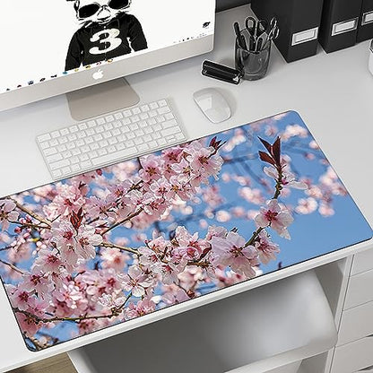 MIOAOSRT Desk Mat,Beautiful Blooming Flower Large Gaming Mouse Pad with Stitched Edges,Non-Slip Computer Mouse Pad for Desk,Extended XXL Keyboard and Mouse Pad 35.4x15.75 in - color: Beautiful Blooming Flower
